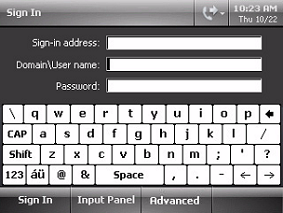 The sign-in screen of the Lync Phone Edition
