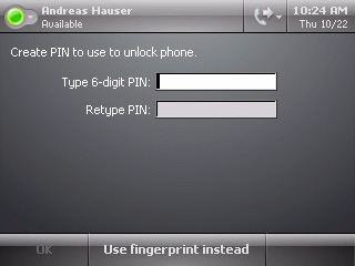 The screen on which you configure your PIN