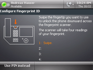 The Configure Fingerprint ID screen