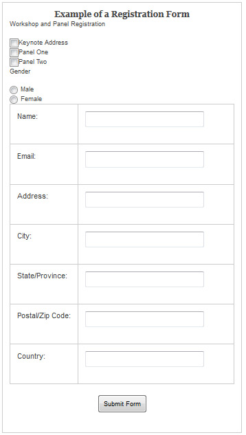 Screenshot of the Example of a Registration Form   sample event registration form