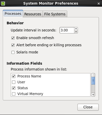 Karst Desktop: Selecting fields in System Monitor Preferences