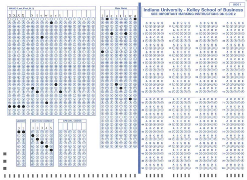 Kelley or new general purpose scantron form sample