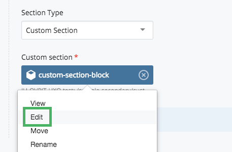 Edit custom section block