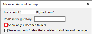 Show only subscribed folders box unchecked