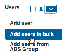 Click the down arrow and selecting 'Add users in bulk' in Access Control Management (ACM)