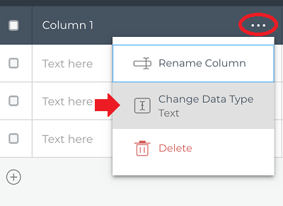 Change a table column's data type