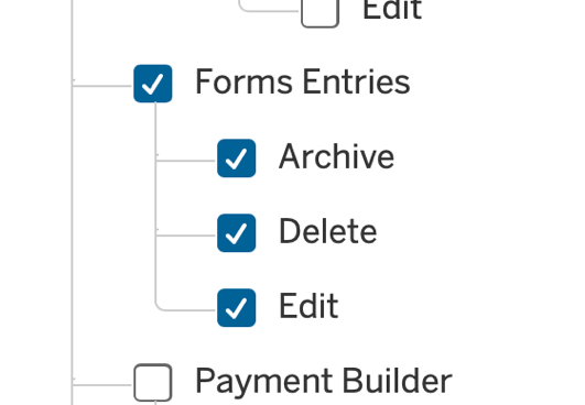 Forms entries options