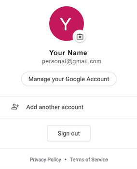 If your personal Google account is active, the email address associated with your personal Google account will be displayed.