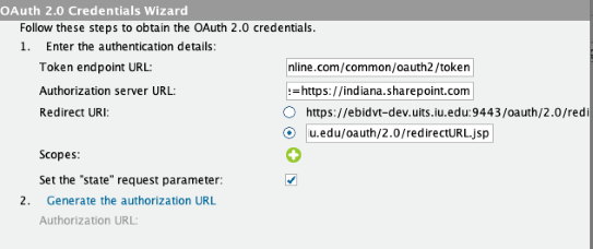 First two steps in the OAuth 2.0 Credentials Wizard