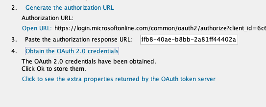 Steps 2-4 of the OAuth 2.0 Credentials Wizard