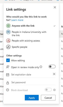 Link settings and other settings