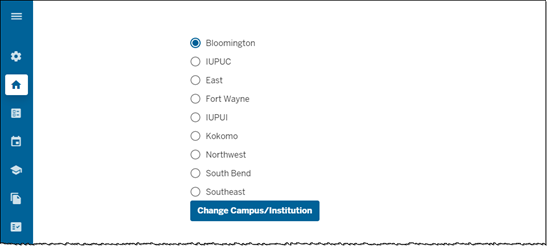 List of campuses with current campus selected