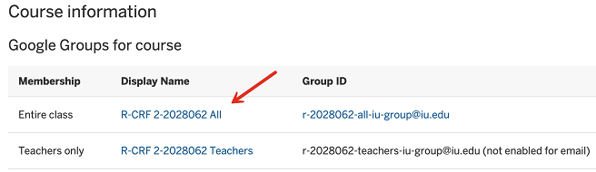 Click the display name of the group for the entire class