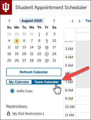 Click 'Team Calendar'
