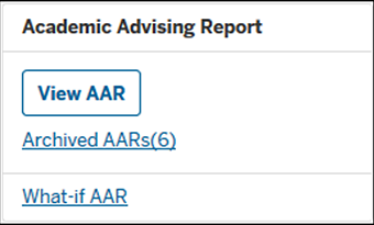 Academic Advising Report card in AdRx Student Summary