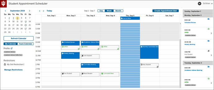 SAS calendar displaying Outlook events