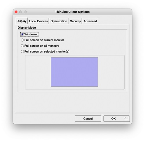 ThinLinc Client display options
