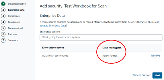 Find Data Manager(s) listed on the 'Enterprise Data' page