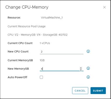 Change CPU-Memory values