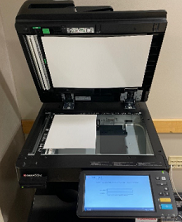 Screenshot of Toshiba printer with lid raised so scanning bed is available
