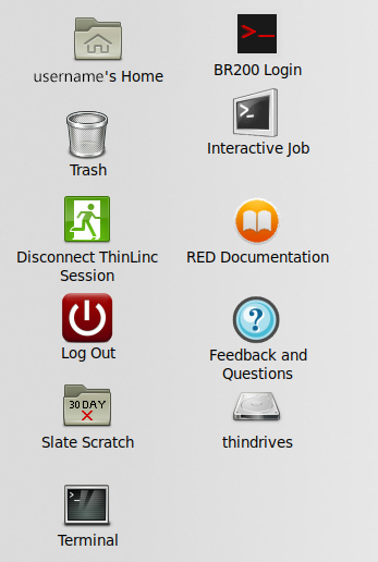Desktop icons in RED that are explained in the text below