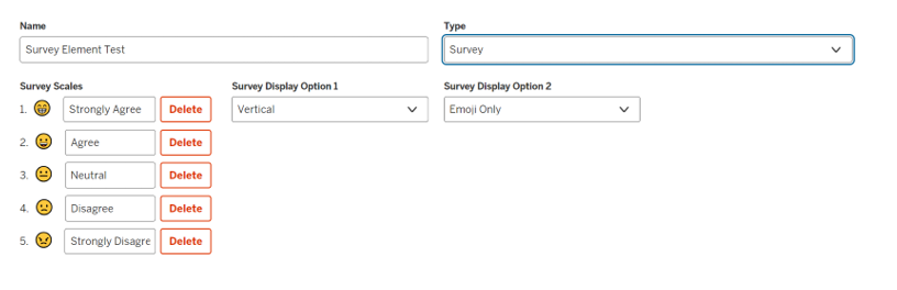 Survey element configuration options